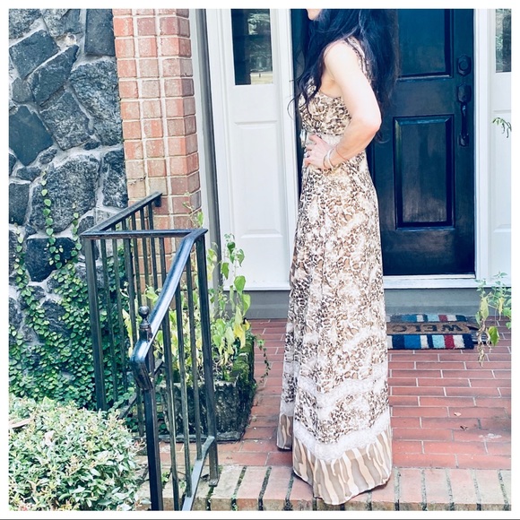 #01 Gorgeous Wrap Brown snakeskin print Maxi Dress - Picture 8 of 9